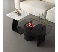 QIUHTR Table Basse Verre Transparent,Table Basse Ronde pour Meubles de Salon,Design Unique,Économisez de l'espace,Meubles pour Sofa Hôtel Appartement(Wit,90 * 90 * 35cm)