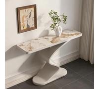 QIUHTR Table Console Étroite avec Plateau en Pierre Sinterisée,Table d'Entrée Moderne Effet Marbre avec Base en Métal,Table de Canapé Métallique pour Entrée,Hall,Salon,Chambre(White1,150cm)