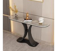 QIUHTR Table Console Moderne en Marbre,Table d'Entrée avec Plateau en Pierre Sinterisée,Facile à Nettoyer,Montage Facile,Table Sofa pour Salon,Hall,Entrée,Chambre(Black4,100cm)