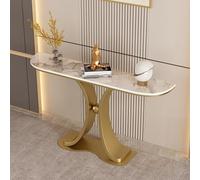 QIUHTR Table Console Moderne en Marbre,Table d'Entrée avec Plateau en Pierre Sinterisée,Facile à Nettoyer,Montage Facile,Table Sofa pour Salon,Hall,Entrée,Chambre(Gold2,150cm)