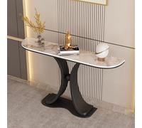 QIUHTR Table Console Moderne en Marbre,Table d'Entrée avec Plateau en Pierre Sinterisée,Facile à Nettoyer,Montage Facile,Table Sofa pour Salon,Hall,Entrée,Chambre(Black2,100cm)
