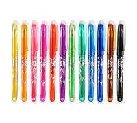 QIUJUNDE 12 Stylos à bille multicolores effaçables pour effacer, Multicolore 0,5mm Mine Roller Effaçable Stylo à gel Pen Friction, Stylo effaçable pour étudiants Ecole Matériel de bureau