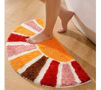 QIUKUN Tapis de salle de bain bohème en demi-cercle, joli tapis de bain bohème pour chambre à coucher, petit tapis de décoration d'intérieur, antidérapant, semi-rond, tapis de douche amusant, lavable,