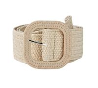 QIUMING 1 pièces Boho boucle carrée élastique tressé ceintures pour femmes été couleur unie paille ceinture femme large ceinture vacances accessoire