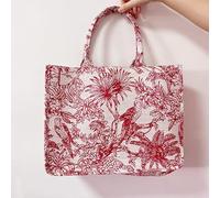 QIUMING 1 pièces Jacquard Plage Sac fourre-Tout pour Femmes Sac à Main Voyage Grande capacité Sac à bandoulière Broderie Sac à provisions