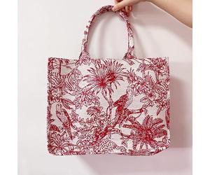 QIUMING 1 pièces Jacquard Plage Sac fourre-Tout pour Femmes Sac à Main Voyage Grande capacité Sac à bandoulière Broderie Sac à provisions