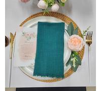 QIUMING 10 pièces Serviettes en Tissu pour la décoration de Mariage Serviette de Table poussière Bleu étamine wasable Tissu Serviette de Table