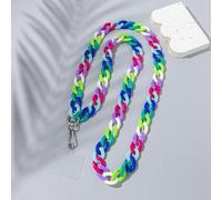 QIUMING 110 cm de Long Style incliné Suspendu chaîne de téléphone Portable Bijoux Mode Acrylique téléphone Sangle Cordon Anti-Perte étui de téléphone Portable lanière