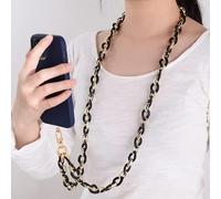 QIUMING 110 cm de Long Style incliné Suspendu chaîne de téléphone Portable Bijoux Mode Acrylique téléphone Sangle Cordon Anti-Perte étui de téléphone Portable lanière