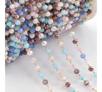 QIUMING 2 mètres chaîne en Acier Inoxydable 3.6mm Cristal Pierre Perles chaîne pour la Fabrication de Bijoux Bricolage Couleur Or Perles chaînes Collier Bracelet