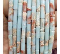 QIUMING 30 pièces 4 * 13mm Turquoise Cristal Pierre Naturelle cylindrique Longue Droite Tubulaire Perles entretoises en Vrac pour la Fabrication de Bijoux Bracelet à bricoler soi-même