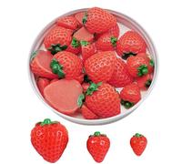 QIUMING 30 pièces Fraise Artificielle en résine Artificiel Rouge Fraise Faux Faux Fruits Artificiel Fraise Décor pour Bricolage Artisanat Décoration, téléphone Portable, Scrapbooking (Fraise)
