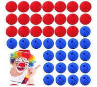 QIUMING 40 Pièces Nez de Clown Rouge Nez en Mousse Rouge Nez en Éponge Rouge Mousse Nez de Clown Cosplay nez de clown pour Halloween Noël Carnaval Costume Déguisements de Fête(rouge + bleu)
