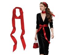 QIUMING 5 cm x 195cm Ceinture en satin pour femme ceinture de mariée en satin ceinture de ruban élégante pour femme Pour robe de femme, cravates, chapeaux, robes, écharpes (Rouge)