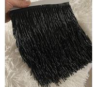 QIUMING 5Yards Or Argent Noir 15cm Verre Noir AB/Bugle Graine perlée Frange Lampe Costume Garniture Artisanat