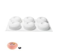 QIUMING 6 cavités 3D rond en forme de spirale en silicone moule plat moule à gâteau (Blanc, Style 2)