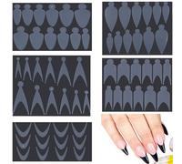 QIUMING 60 pcs Double Extension D'Ongles Français Forme à double ongle Transparents Capsule Ongles De Moule À Ongles French Line Autocollants Nail Art Kit Stickers for DIY Nails (Transparents)