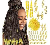 QIUMING Bijoux de Cheveux Viking Perles en Spirale Perles de Rune Viking Perles en Spirale Métal Dreadlocks Pour les coiffures de bricolage pour les garçons et les filles (Or,Style 1)