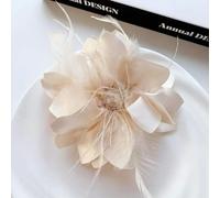 QIUMING Broches en Tissu Faites à la Main pour Femmes, élégantes, en Forme de Fleur, en Plumes et en Cristal, pour Corsage, Bijoux de fête de Mariage, Accessoires vestimentaires