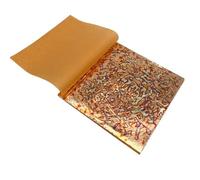 QIUMING Feuille d'or panachée colorée 14 x 14 cm 50 Feuilles par livret pour Artisanat décoration des Ongles dorure Imitation Feuilles de Feuille d'or