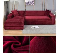 QIUMING Housse de canapé en Velours épais élastique 1/2/3/4 Places Housse de canapé pour Salon Velours Peluche en Forme de L Housse de canapé d'angle Housse de canapé