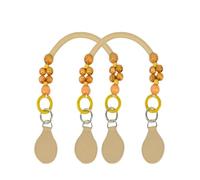 QIUMING Lot de 2 Anneaux en Perles de Bois et Sangles en PU avec poignées en Forme de Larme pour Sac à Main Classique Obag Mini pour Femmes et Filles