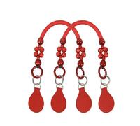 QIUMING Lot de 2 Anneaux en Perles de Bois et Sangles en PU avec poignées en Forme de Larme pour Sac à Main Classique Obag Mini pour Femmes et Filles