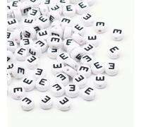 QIUMING Lot de 200 Perles Rondes Blanches en Acrylique avec Lettres de l'alphabet AZ, 7 x 4 mm, pour la Fabrication de Bijoux, Bracelets et Accessoires
