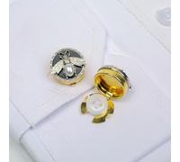 QIUMING Lot de 4 Boutons de Manchette en métal doré et argenté Motif Abeille pour Chemises, smokings et Robes | Cache-Boutons à Clipser sans Couture