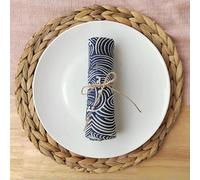 QIUMING Lot de 4 Serviettes de Table en Tissu de Style Japonais 30 x 40 cm en mélange de Polyester et de Coton pour Cuisine, Table à Manger, Mariage, Restaurant