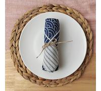 QIUMING Lot de 4 Serviettes de Table en Tissu de Style Japonais 40x40CM mélange de Coton Polyester Cuisine Table à Manger Restaurant de Mariage