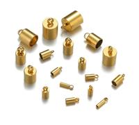 QIUMING Lot de 50 Embouts à sertir en Acier Inoxydable pour Cordons en Cuir, Perles, fermoirs plaqués Or PVD, Fournitures de Fabrication de Bijoux à Faire soi-même