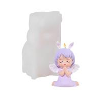 QIUMING Moule à Bougie 3D en Forme De Ange - pour Savon, Fondant, Gâteau et Bricolage (Blanc B)