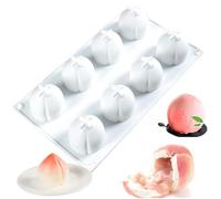 QIUMING Moule en silicone 3D en forme de pêche - Pour gâteaux, desserts et mousses - Antiadhésif - Pour la pâtisserie, le savon, la gelée, le pudding - 8 compartiments - Pêche