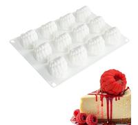 QIUMING Moule en silicone 3D pour mousse aux fruits Moule Fruits Silicone Pour Dessert Revêtement antiadhésif Pour brownies, mousses, gâteaux et desserts français (blanc, framboise, 3.6x4cm)