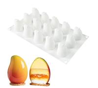 QIUMING Moule Mango en Silicone moule en silicone 3d en forme de Mango Silicone 3D Fruits Forme Gâteau Moule pour Mousse Puddin Muffin Gâteau Chocolat Et Mousses Desserts (15 cavités，Mango)