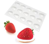 QIUMING Moule Silicone en Forme de Fraises pour Gâteau, Mousse, Pudding, Muffin, Chocolat et Desserts 3D