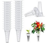 QIUMING Paniers Hydroponiques Plastique Pots en Maille pour Plantes hydroponiques Panier pour Plantes hydroponiques pour L'hydroponie, Culture de Fleurs et de Légumes (Blanc, 2,5 * 7,5 CM)