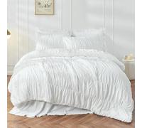 QIUMING Parure de lit Toutes Saisons avec Housse de Couette et taie d'oreiller, Style bohème, Effet froissé et Moelleux, pour lit Double ou Queen Size