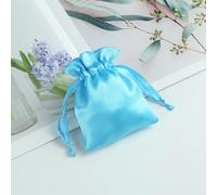 QIUMING Sac de Rangement en Satin de Soie, Sac à Cordon de Serrage, Pochette à Bijoux, Emballage de fête de Mariage, Pochettes Cadeaux Rose/Bleu/Violet/Rouge/Argent