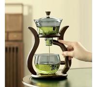QIUMING Service à thé en Verre Kung Fu, théière Semi-Automatique avec infuseur, théière à Interrupteur magnétique, Ensemble de Tasses à thé