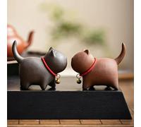 QIUMING Service à thé Kung Fu en céramique, Motif Chat Mignon en Argile Violette, Accessoires pour la décoration de la Maison, décorations artistiques pour Le thé, Service à thé pour Chaton