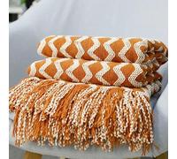 QIUMING Textile City - Couverture à Pampilles de Style Nordique, Couverture de Sieste géométrique, décoration de Maison, Douce et Chaude pour Pique-Nique, 130x220cm