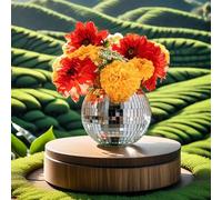 Qiumyanlod Vase boule disco pour fleurs, vase en verre argenté avec miroir personnalisé, cadeau pour grand-mère, femme, cadeau pour anniversaire, mariage, Noël, 10,2 x 12,7 cm