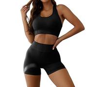 QIUNI 2 Pcs Yoga Set Sports Leggings Push Up Tights Femmes Gym Workout Sportswear Fitness Clothing Seamless Tops Bra Taille Haute Shorts