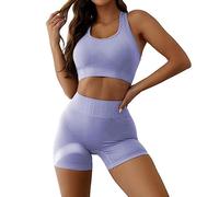 QIUNI 2 Pcs Yoga Set Sports Leggings Push Up Tights Femmes Gym Workout Sportswear Fitness Clothing Seamless Tops Bra Taille Haute Shorts