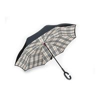 QIUNI Parapluie inversé non tenant pour voiture double couche plus grand parapluie de voiture ensoleillée de type C pliant longue poignée, 1