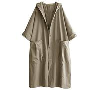 QIUNI Printemps Automne Ttrench Coat Femme Poitrine Mono-Poitrine Mi-Long Femmes Tanteau de Trench Khaki Coupe-Vent Poche Femelle