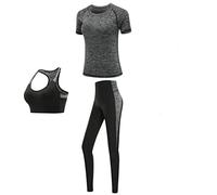 QIUNI Séchage Rapide Femmes Sportswear 4PCS Set Fitness Gym Yoga vêtements Costume Ensembles Manteau + Soutien-Gorge + t Shirt + Leggings entraînement Course à Pied