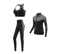 QIUNI Séchage Rapide Femmes Sportswear 4PCS Set Fitness Gym Yoga vêtements Costume Ensembles Manteau + Soutien-Gorge + t Shirt + Leggings entraînement Course à Pied